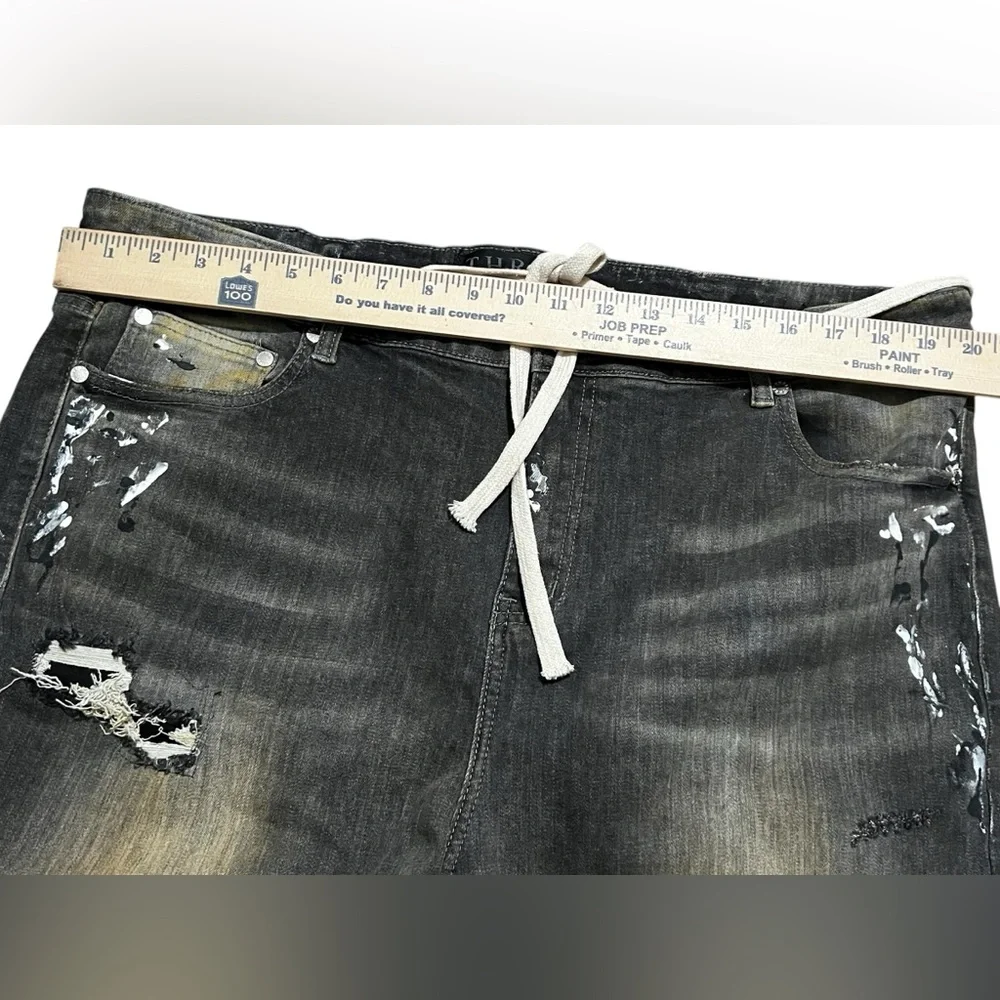 THRT Men's Detroit denim black denim distressed ripped Pants jeans size‎ 44